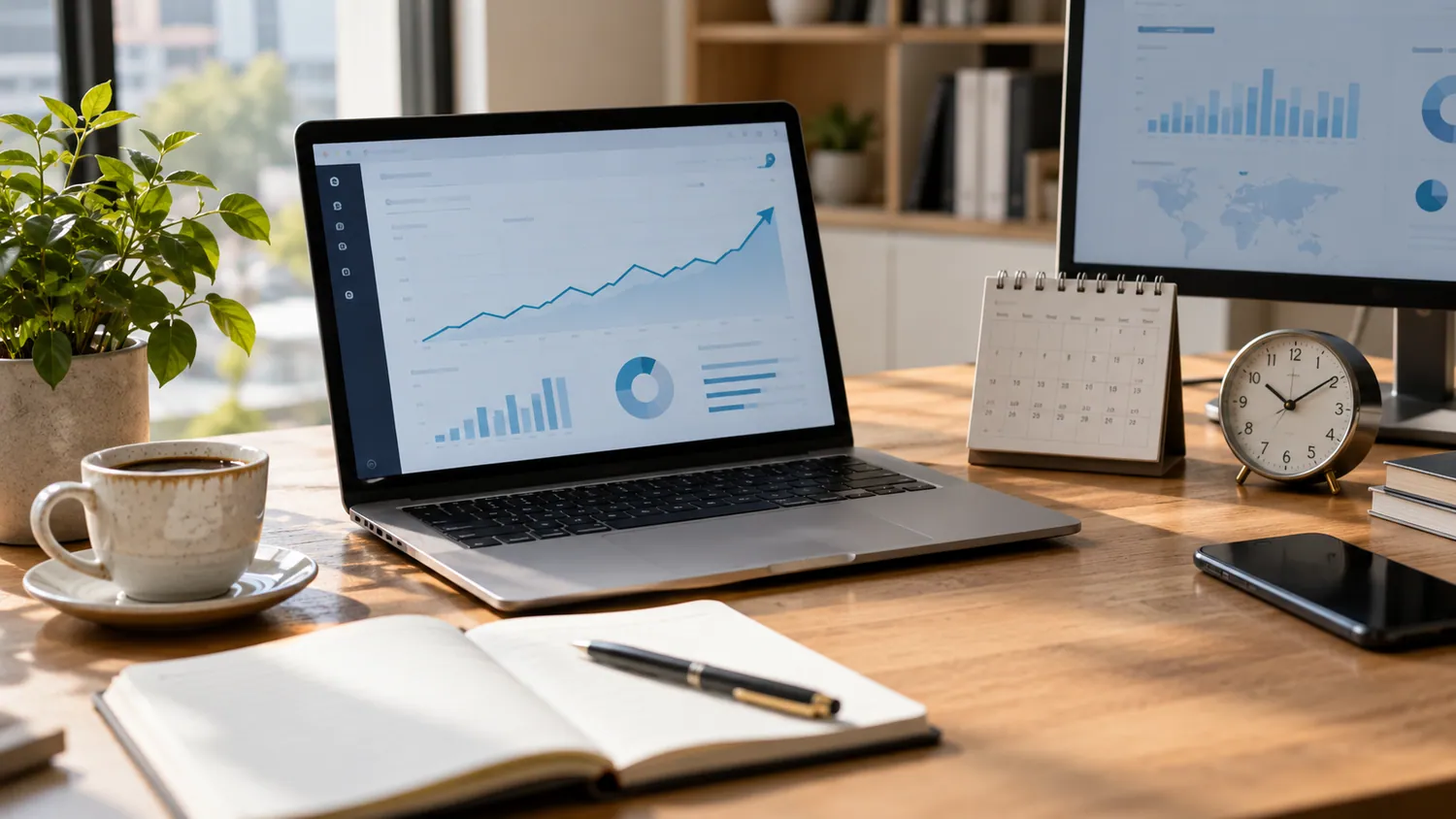 Nowoczesne biuro z analitycznym dashboardem